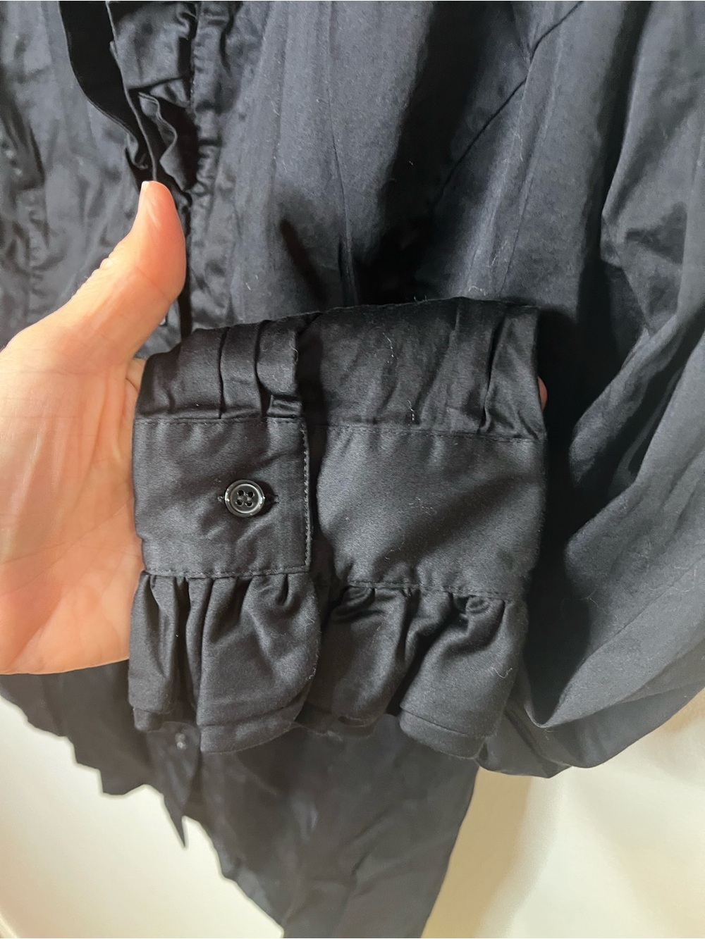 Soft Surroundings Black Ruffled Button-Down Blouse 2X - Picture 2 of 8